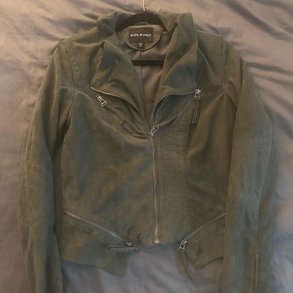 Vici Grey Suede Moto Jacket